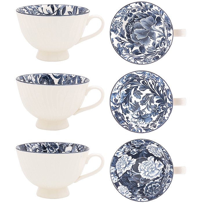 Leser & Pavey 15cm Tuscany Fleur Bowl Mug - Dark Blue - (Choice of 3)