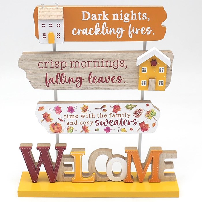 Lesser & Pavey Autumn Leaves Standing Welcome Heart Plaque - LP96208