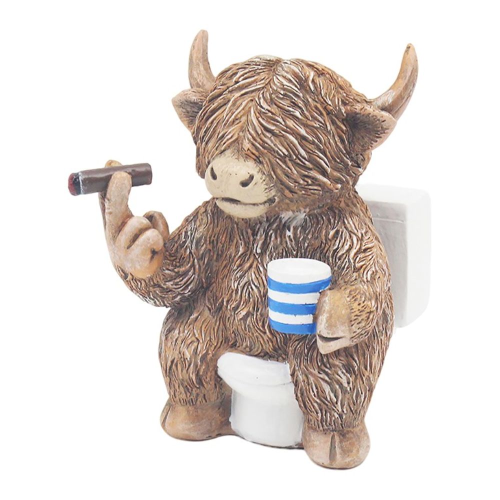 Lesser & Pavey 11cm Highland Cow On the Loo Coffee Ornament