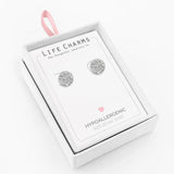 Life Charms Crystal Disc Silver Stud Earrings