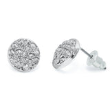 Life Charms Crystal Disc Silver Stud Earrings