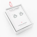 Life Charms Cz Silver Two Heart Stud Earrings