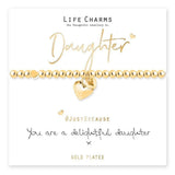 Life Charms Daughter Gold Plated Hearts Charm Bracelet