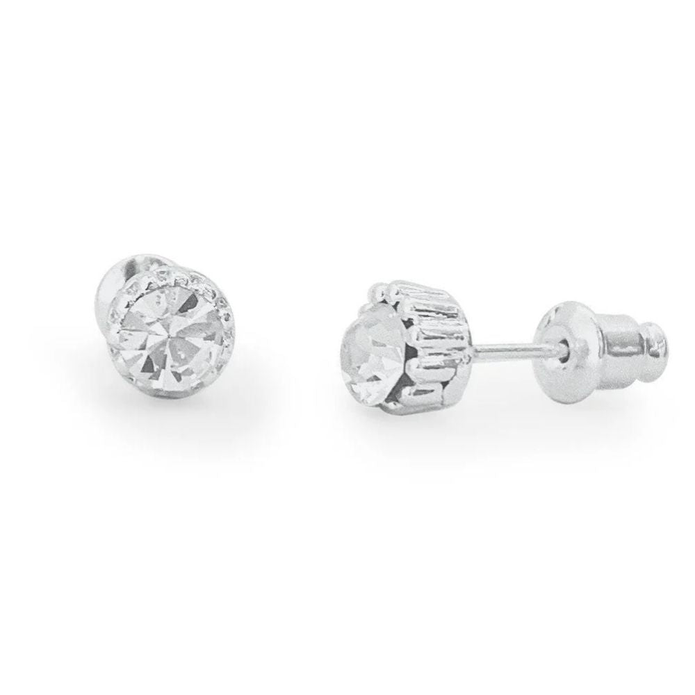 Life Charms Diamond Crystal Silver Stud Earrings