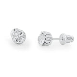 Life Charms Diamond Crystal Silver Stud Earrings