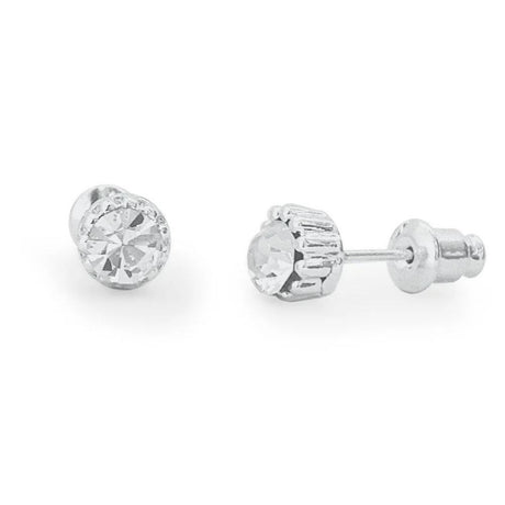 Life Charms Diamond Crystal Silver Stud Earrings