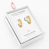 Life Charms Diamond Gold Hoop Earrings