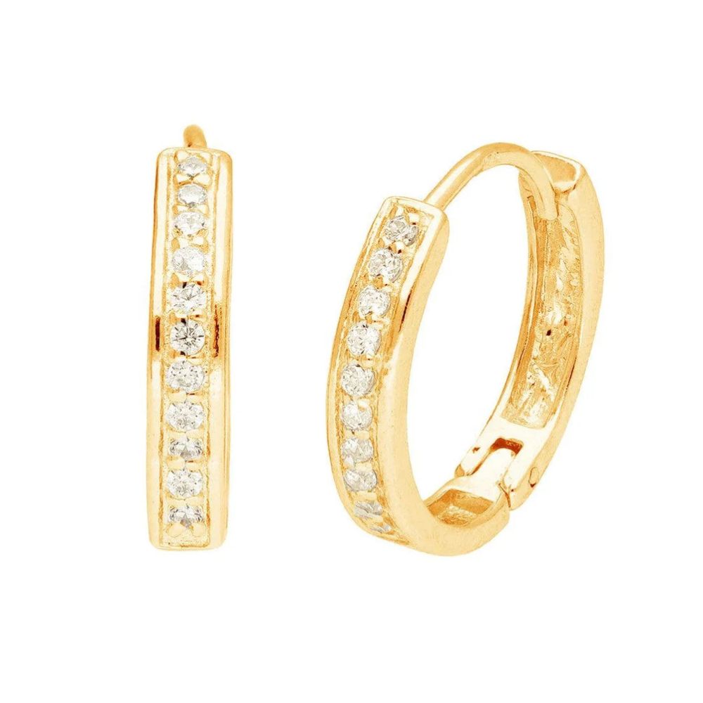 Life Charms Diamond Gold Hoop Earrings