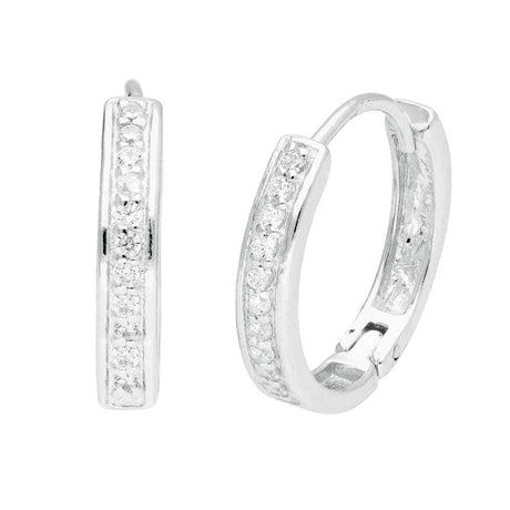 Life Charms Diamond Silver Hoop Earrings