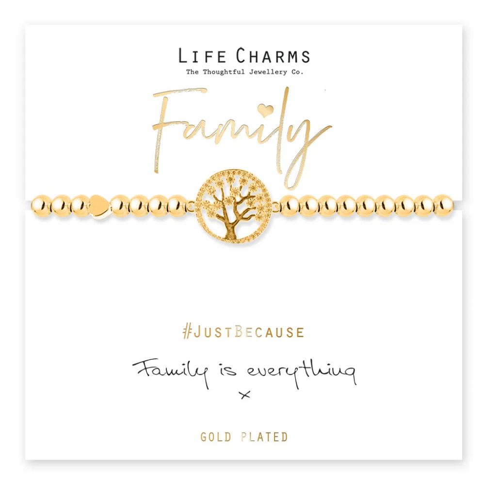 Life Charms Family Tree Gold Plated Charm Bracelet