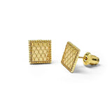 Life Charms Gold Honeycomb Square Stud Earrings