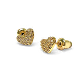 Life Charms Gold Sparkling Heart Stud Earrings