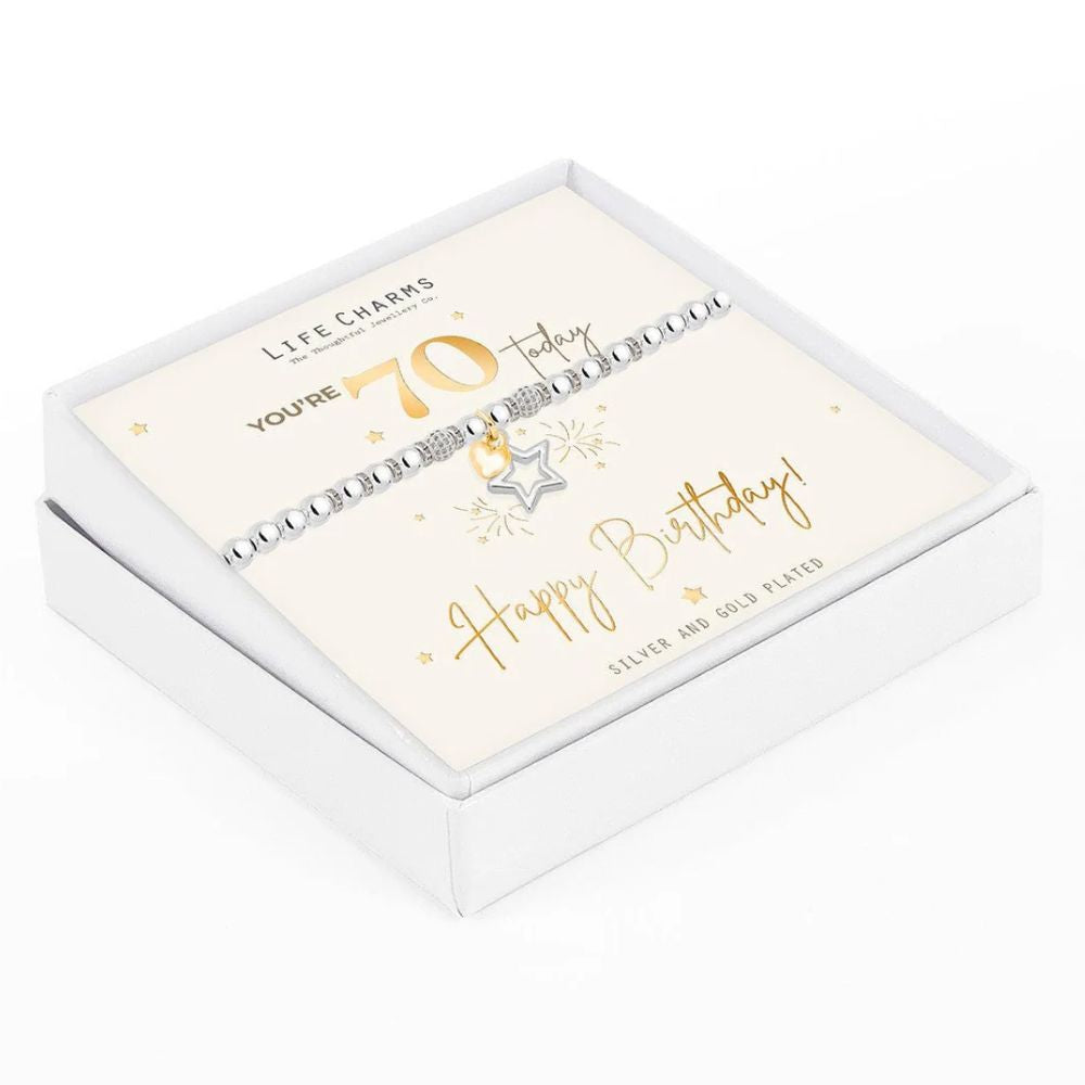 Life Charms Happy 70th Birthday Bracelet - Silver