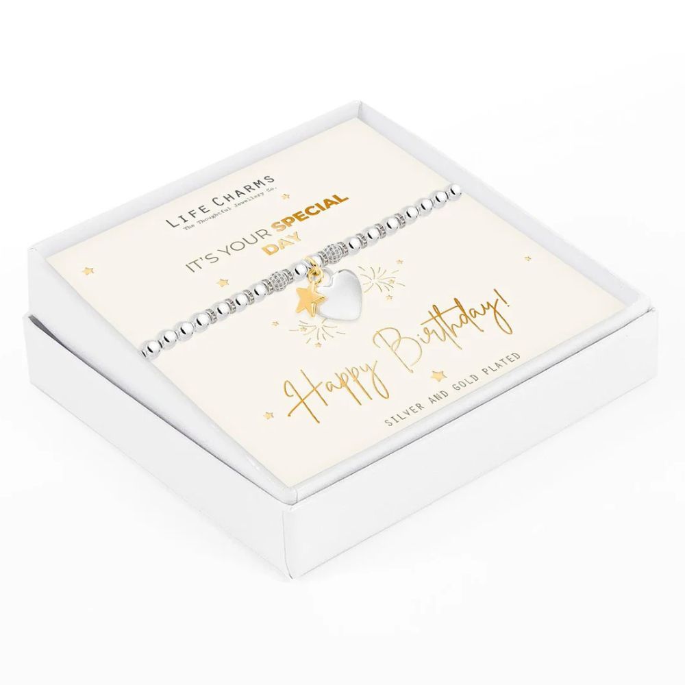 Life Charms Happy Birthday Bracelet - Silver