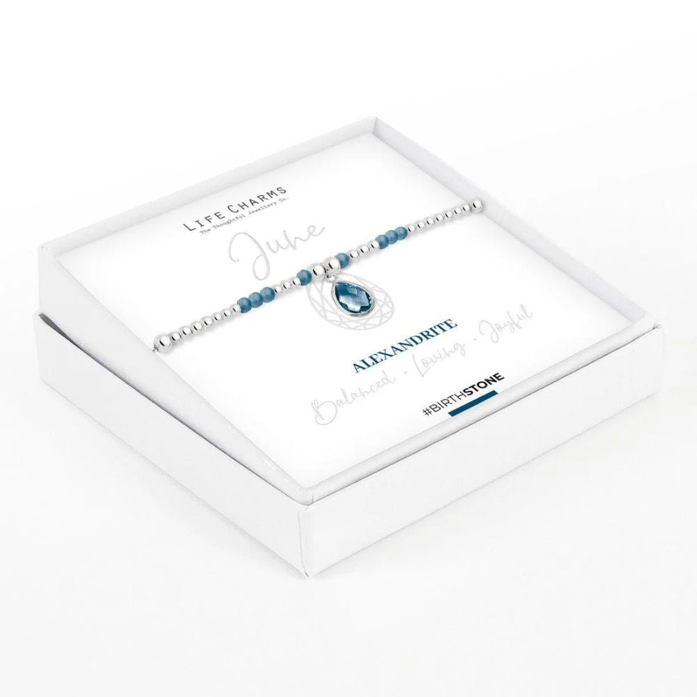 Life Charms June Birthstone Bracelet - Silver