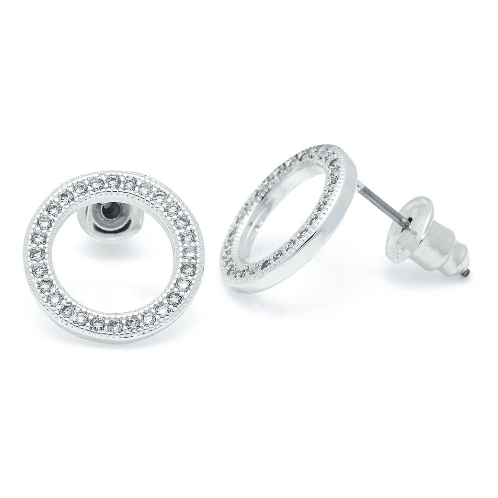 Life Charms Karma Circle Silver Stud Earrings
