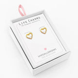 Life Charms Open Gold Heart Stud Earrings