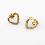 Life Charms Open Gold Heart Stud Earrings