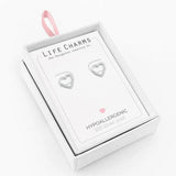 Life Charms Open Silver Heart Stud Earrings