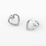 Life Charms Open Silver Heart Stud Earrings