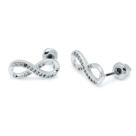 Life Charms Silver Infinity Stud Earrings