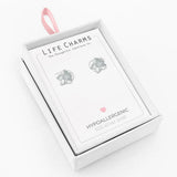 Life Charms Silver Lotus Flower Stud Earrings