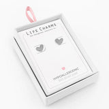 Life Charms Silver Sparkling Heart Stud Earrings