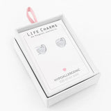 Life Charms Small Crystal Heart Silver Stud Earrings