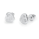Life Charms Small Crystal Heart Silver Stud Earrings