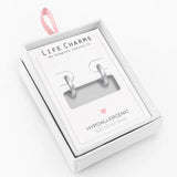Life Charms Small Twisted Silver Hoop Earrings