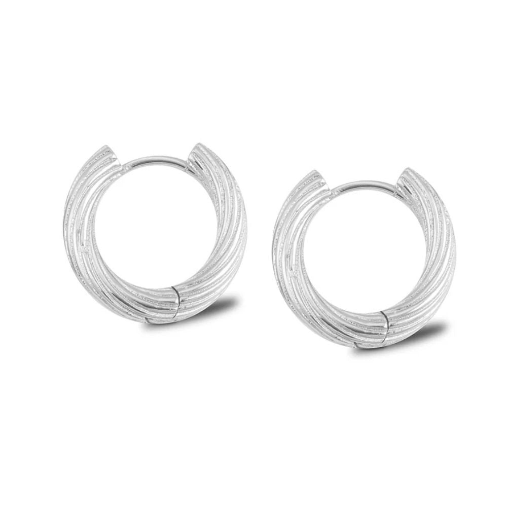 Life Charms Small Twisted Silver Hoop Earrings