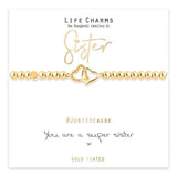 Life Charms Super Sister Gold Plated Heart Charm Bracelet