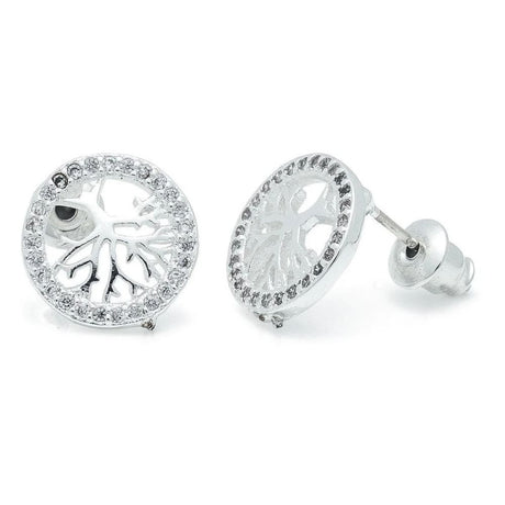 Life Charms Tree Of Life Silver Stud Earrings