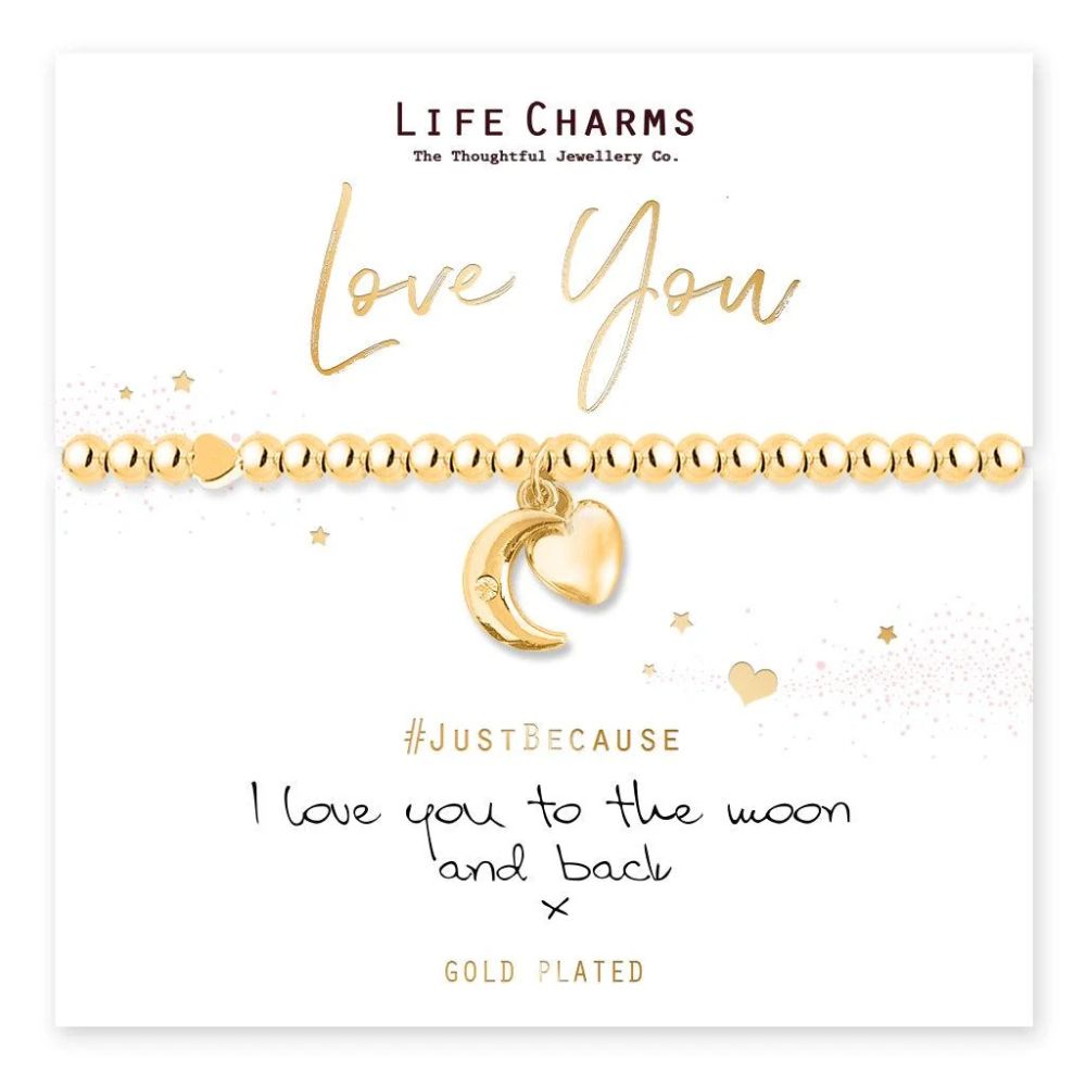 Life Charms 'Love You To The Moon and Back' Gold Plated Charm Bracelet