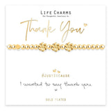 Life Charms 'Thank you' Gold Plated Flowers Charm Bracelet