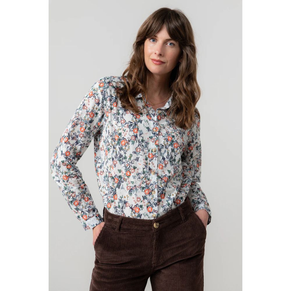 Lily & Me Patsy Organic Cotton Ditsy Women's Shirt - Ecru