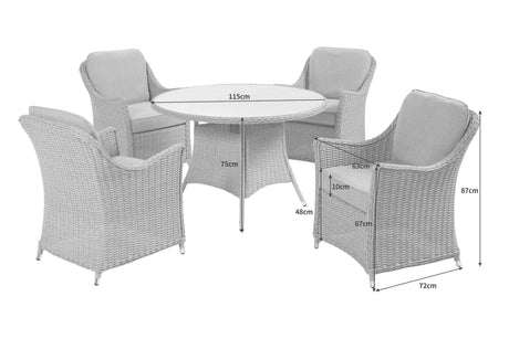 Woodlodge Oatmeal/Pearl Antigua 4 Seat Round Furniture Set