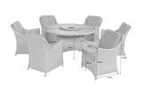 Woodlodge Oatmeal/Pearl Antigua 6 Seat Round Furniture Set