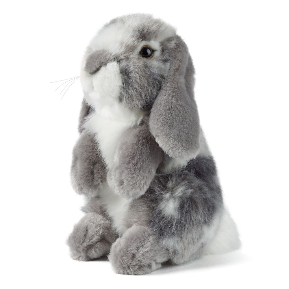 Living Nature 18cm Grey Sitting Lop Eared Rabbit Soft Toy