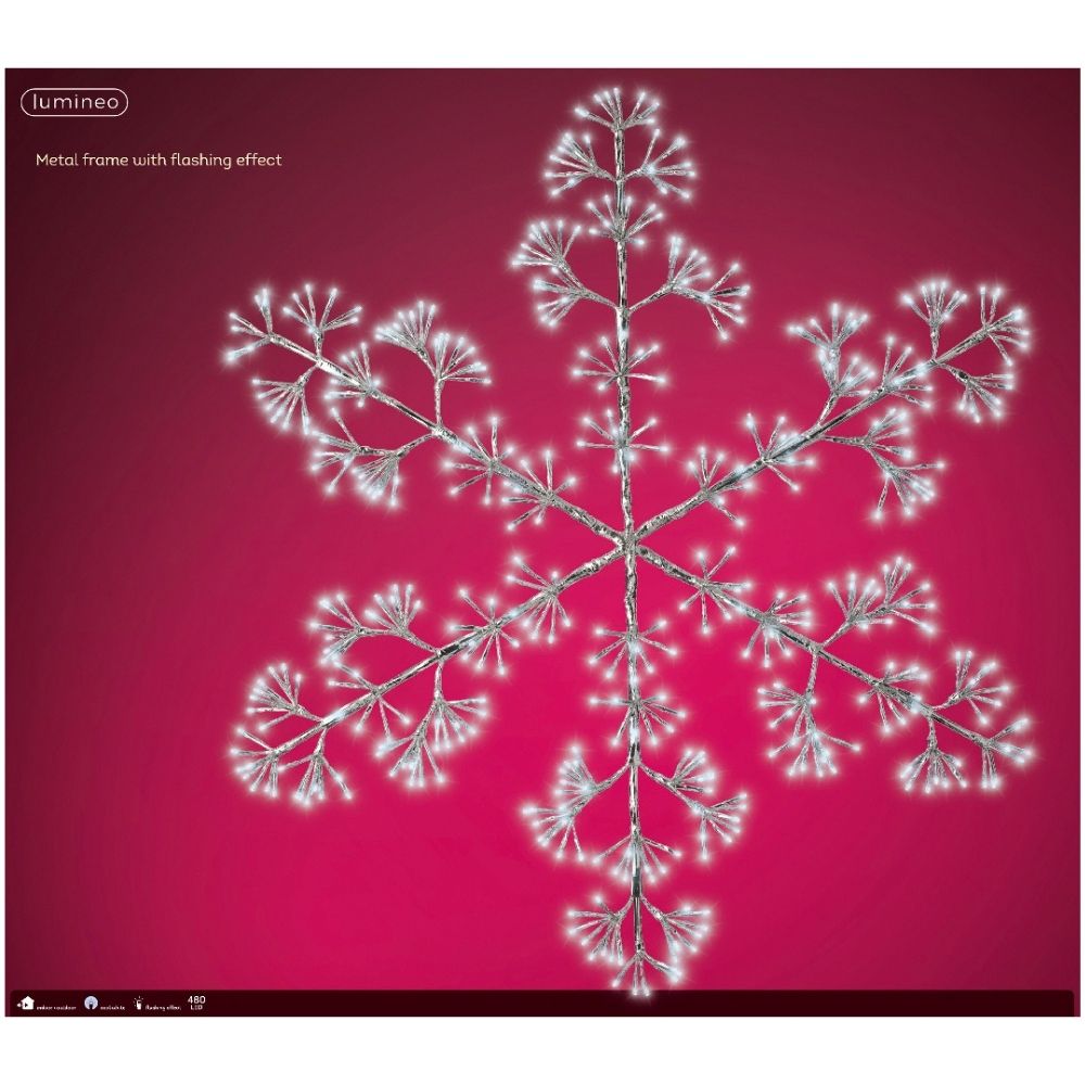 Lumineo 108cm Cool White LED Flashing Snowflake Frame