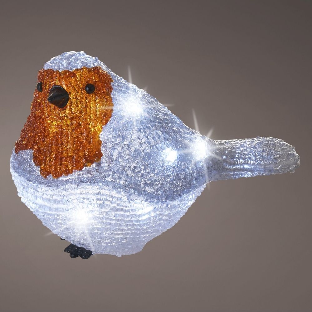 Lumineo 21cm Cool White LED Acrylic Outdoor Robin