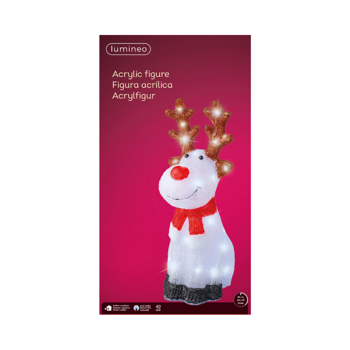 Lumineo 51cm Cool White LED Acrylic Reindeer