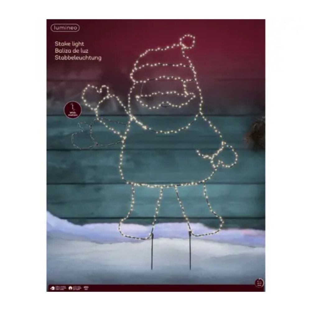 Lumineo 77cm Warm White Waving Santa Micro LED Iron Stake Light