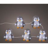 Lumineo Set of 5 Cool White LED Acrylic Black Penguin String Lights