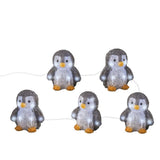 Lumineo Set of 5 Cool White LED Acrylic Black Penguin String Lights
