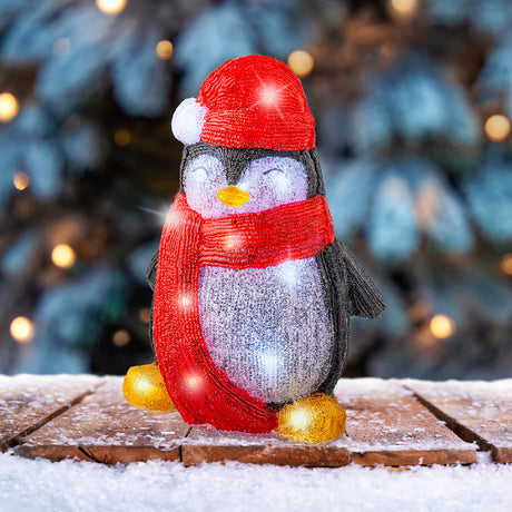 Lumineo 30cm LED Penguin Acrylic – Cool White Outdoor & Indoor Decoration