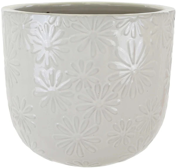 Woodlodge 37cm Modern British Floral Pot - Cream