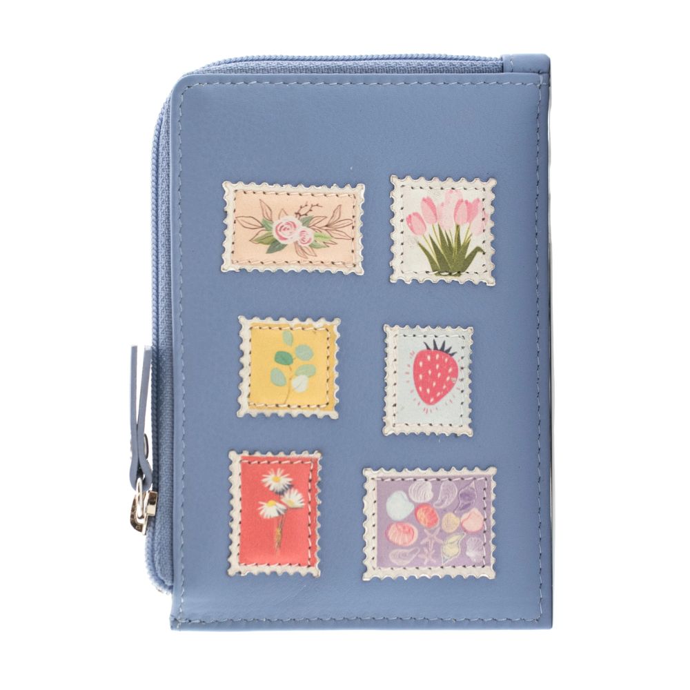 Mala Leather Botanists Post Coin & Card Purse - Blue
