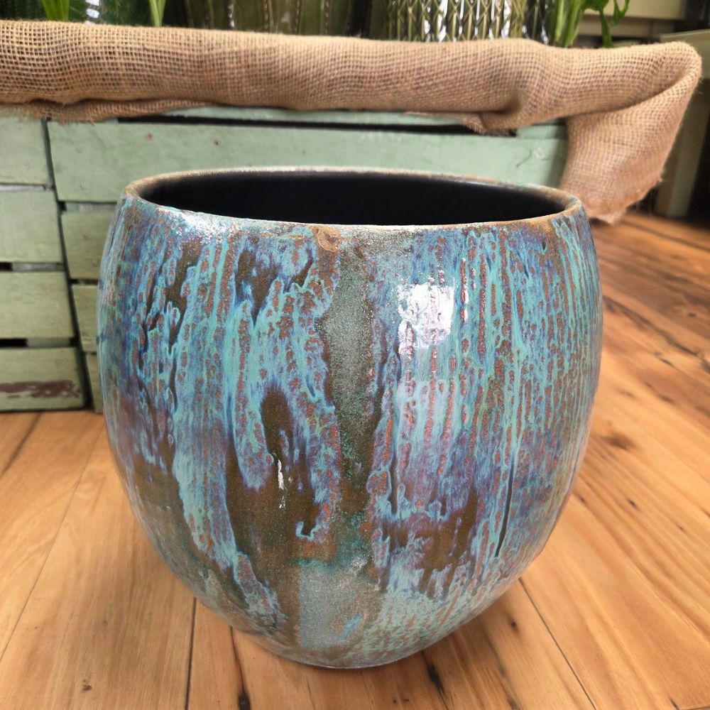 Mica Decorations 24cm Turquoise Loren Round Pot