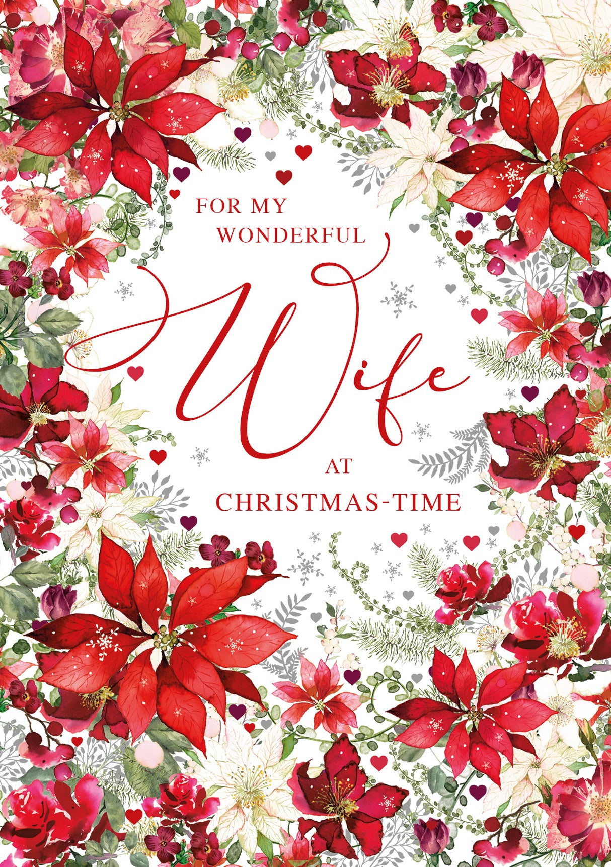 Woodmansterne Wife Poinsettia Border Christmas Card